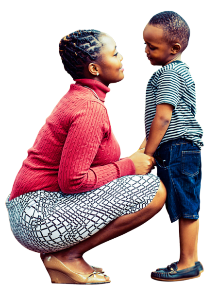 ugandan lady speaking with a child